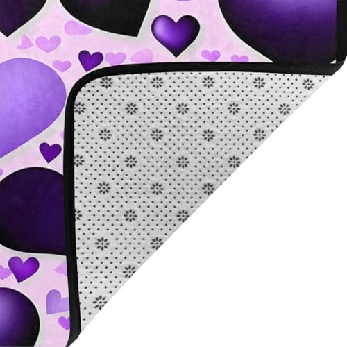 Fashional Purple Heart Print Non-Slip Floor Mat