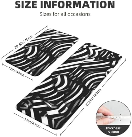 JxWCher Black and White Lines Print Kitchen Mats