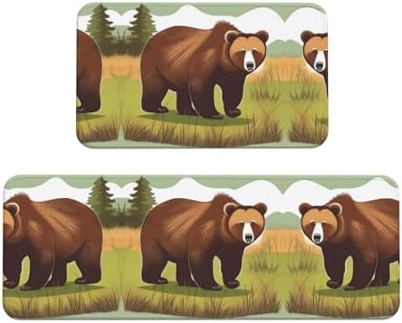 Sturdy Kitchen Mats with Byk Bear Walking Print