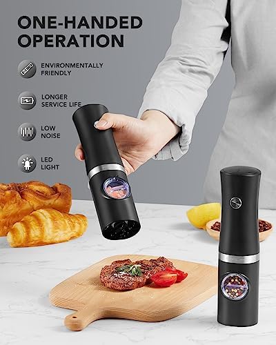 FORLIM Rechargeable Electric Salt Pepper Grinder Set with Charging Base