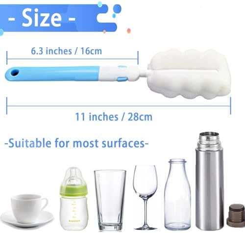 Sponge Cup Brush Set 3pcs Multifunctional Bottle Cleaning Tool
