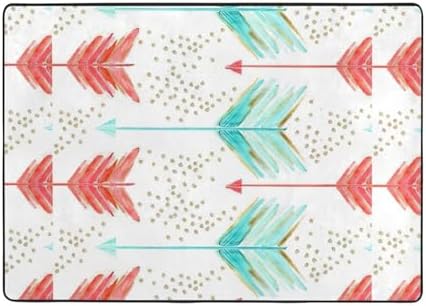 Coral Teal Arrows Non-Slip Floor Mat