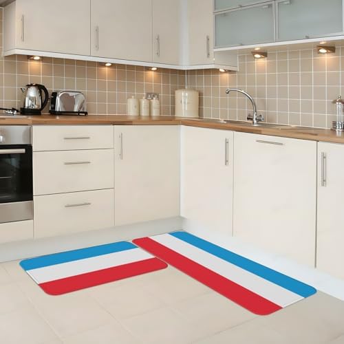 Luxembourg Flag Print Kitchen Mats Non-Slip 17x29 17x47