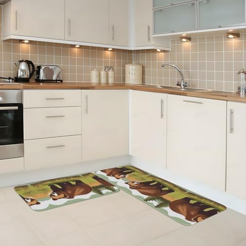 Sturdy Kitchen Mats with Byk Bear Walking Print
