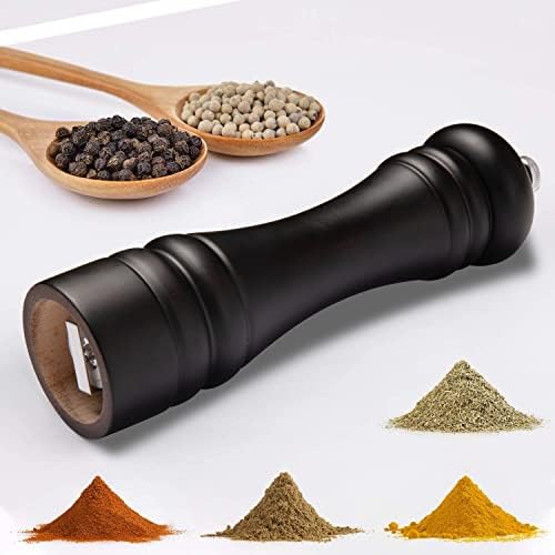 Black Pepper Mill Salt Grinder Refillable Adjustable Coarseness Ceramic