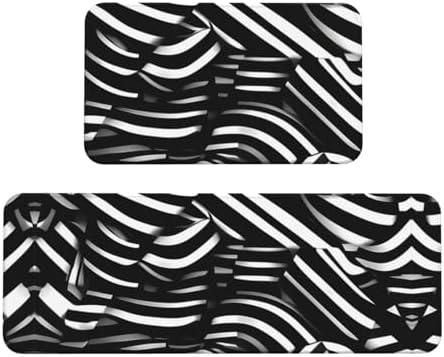 JxWCher Black and White Lines Print Kitchen Mats
