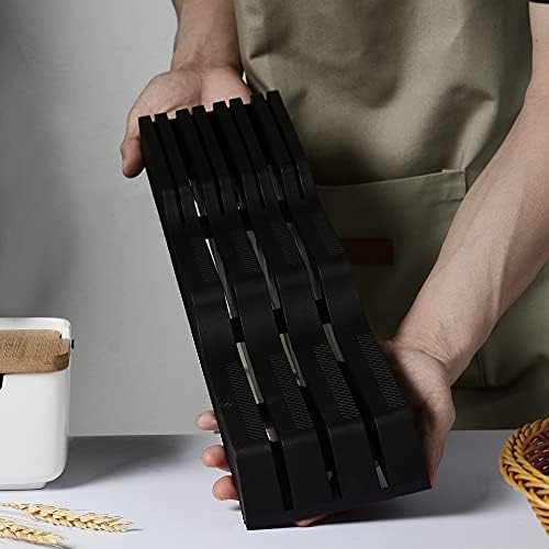 knife safe holder with slots and black finish