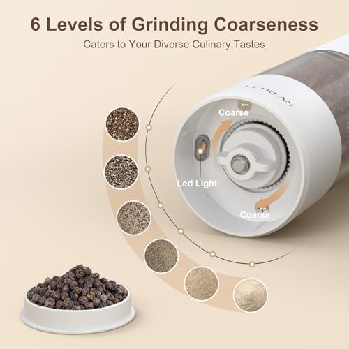 Ultrean 2-Pack Electric Salt Pepper Grinder Set White