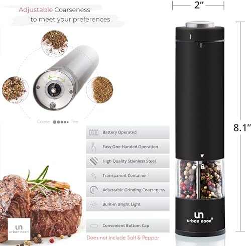 Elegant Electric Salt Pepper Grinder 2-Piece Set
