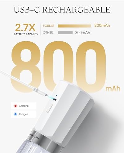 FORLIM 2-Speed Electric Salt Pepper Grinder 800mAh Rechargeable Auto-Reverse Clean White