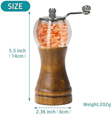Salt Pepper Grinder Set Wooden and Acrylic with Zinc Alloy Handle