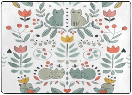 Funny Cats Birds and Flowers Non-Slip Floor Mat