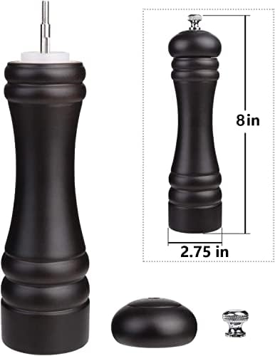Black Pepper Mill Salt Grinder Refillable Adjustable Coarseness Ceramic