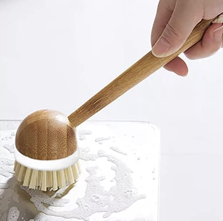 Ergonomic Bamboo Dish Scrub Brush