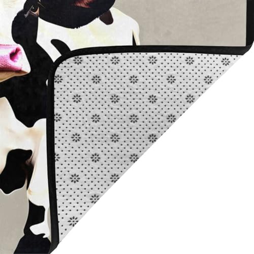 Breaux Cow Black Spot Print Non-Slip Floor Mat 80x58in