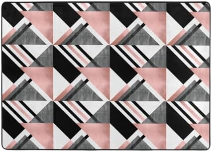 Breaux Abstract Triangle Striped Print Non-Slip Floor Mat