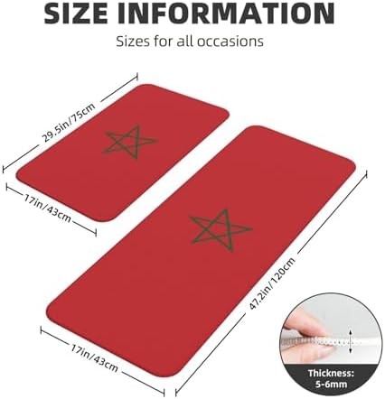 Moroccan Kitchen Mat Set - 4-Piece Non-Slip Waterproof Durable Kitchen Rugs