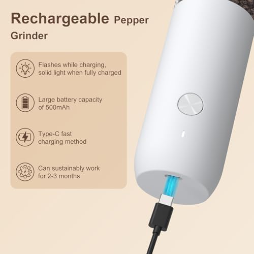 Ultrean 2-Pack Electric Salt Pepper Grinder Set White