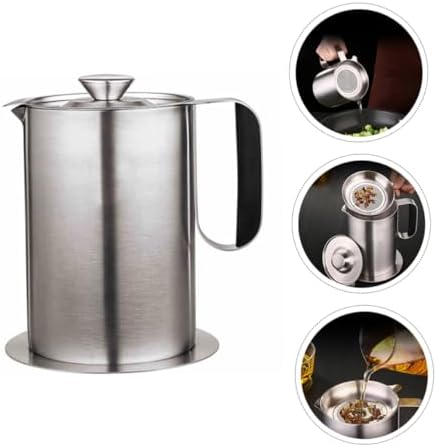 Cabilock 1L Stainless Steel Oil Bottle with Strainer Kitchen Essential