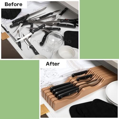 Space-Saving 11-Slot Knife Organizer for Kitchen Drawers