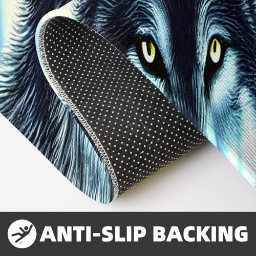 Wolf Under Moon Print Kitchen Mats 2 Set - Non-Slip Waterproof Ergonomic Fashionable