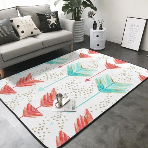 Coral Teal Arrows Non-Slip Floor Mat