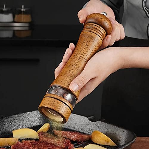 Mosuniro 2-Piece Salt Pepper Grinder Set with Wooden Tray Adjustable Coarseness