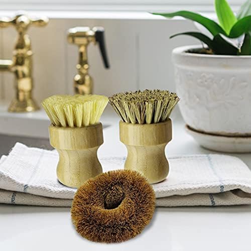 CEREM5-Piece Bamboo Dish Brush Set for Eco-Friendly Kitchen Cleaning