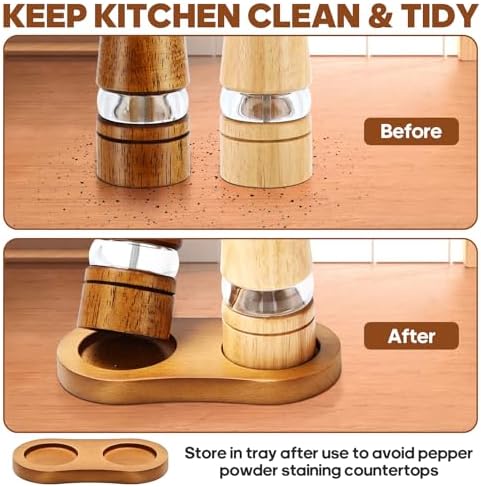 Elegant Twin 10-Inch Wooden Salt and Pepper Mill Set