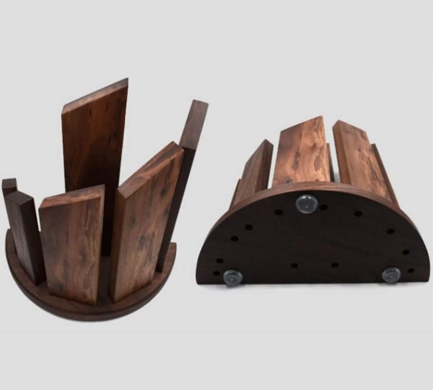 Durable Solid Wood Kitchen Knife Holder with Magnetic Storage for Organization