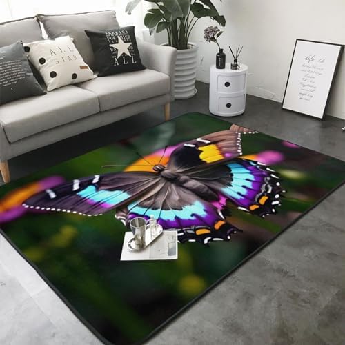 Elegant Butterfly Print Non-Slip Floor Mat for Home