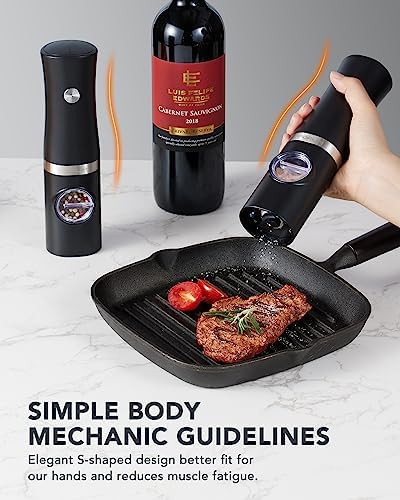 FORLIM Rechargeable Electric Salt Pepper Grinder Set with Charging Base