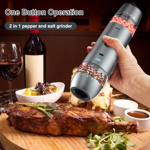 Electric Salt and Pepper Grinder Set with Dual Heads