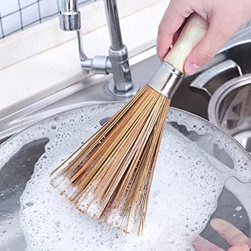 Long Handle Bamboo Pan Brush Non-Stick Kitchen Cleaning Tool with Lanyard Design