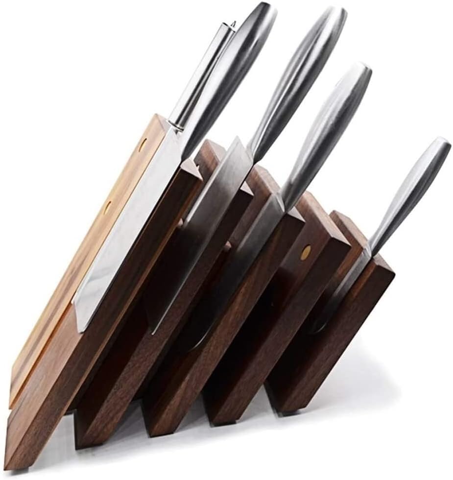 Sturdy Solid Wood Kitchen Knife Holder with Anti-Slip Base
