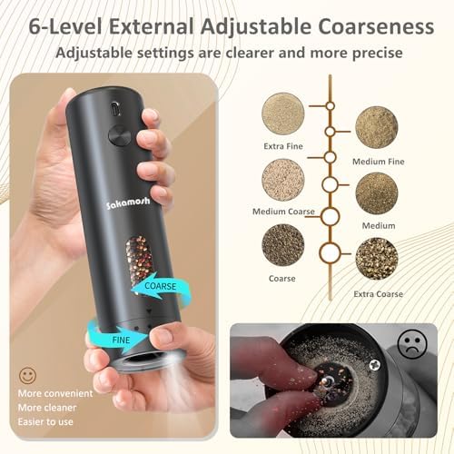 Effortless Black Pepper Grinder with LED Light