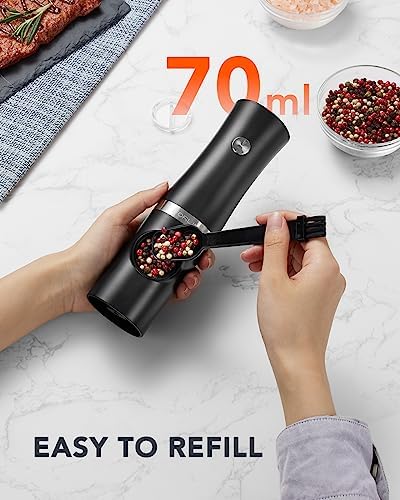 FORLIM Rechargeable Electric Salt Pepper Grinder Set with Charging Base