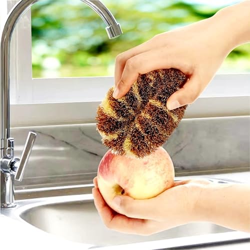 EcozLaRo 3-Piece Tawashi Scrubbers Eco-Friendly Non-Scratch Kitchen Brushes