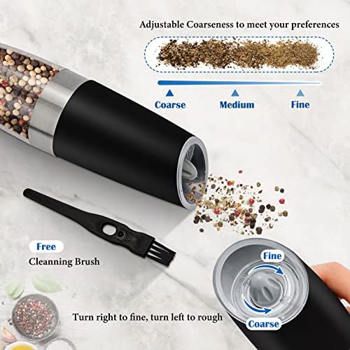 MOVNO Gravity Electric Pepper Salt Grinder Set with LED Light