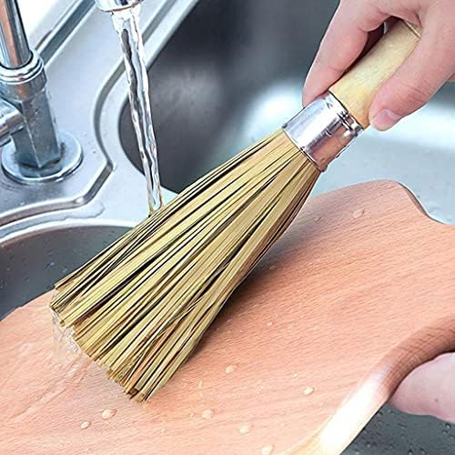 Long Handle Bamboo Pan Brush Non-Stick Kitchen Cleaning Tool with Lanyard Design