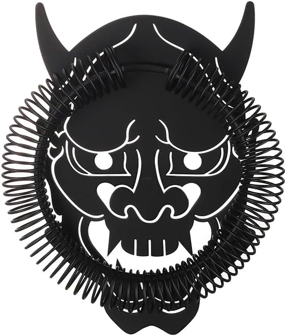 Cocktail Geek Demon Face Bar Strainer in Matte Black DemonB