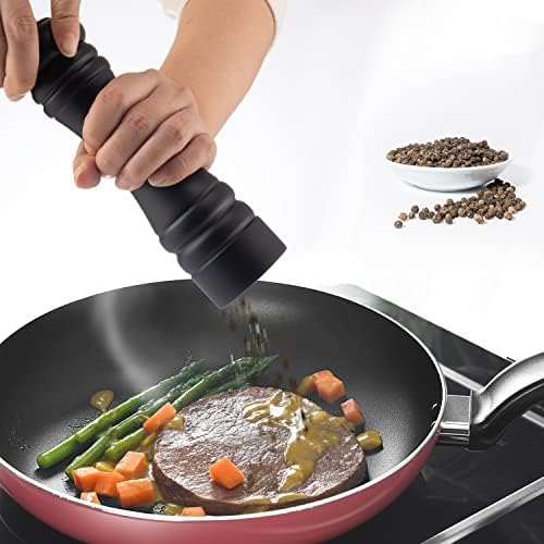 Black Pepper Mill Salt Grinder Refillable Adjustable Coarseness Ceramic