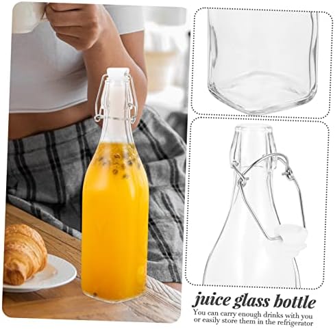 Cabilock Glass Juice Bottles 2 Pack - Reusable Oil Sauce Vinegar Storage