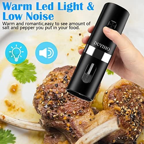 Rechargeable Salt Pepper Grinder Set with LED Light and Double Charging Base