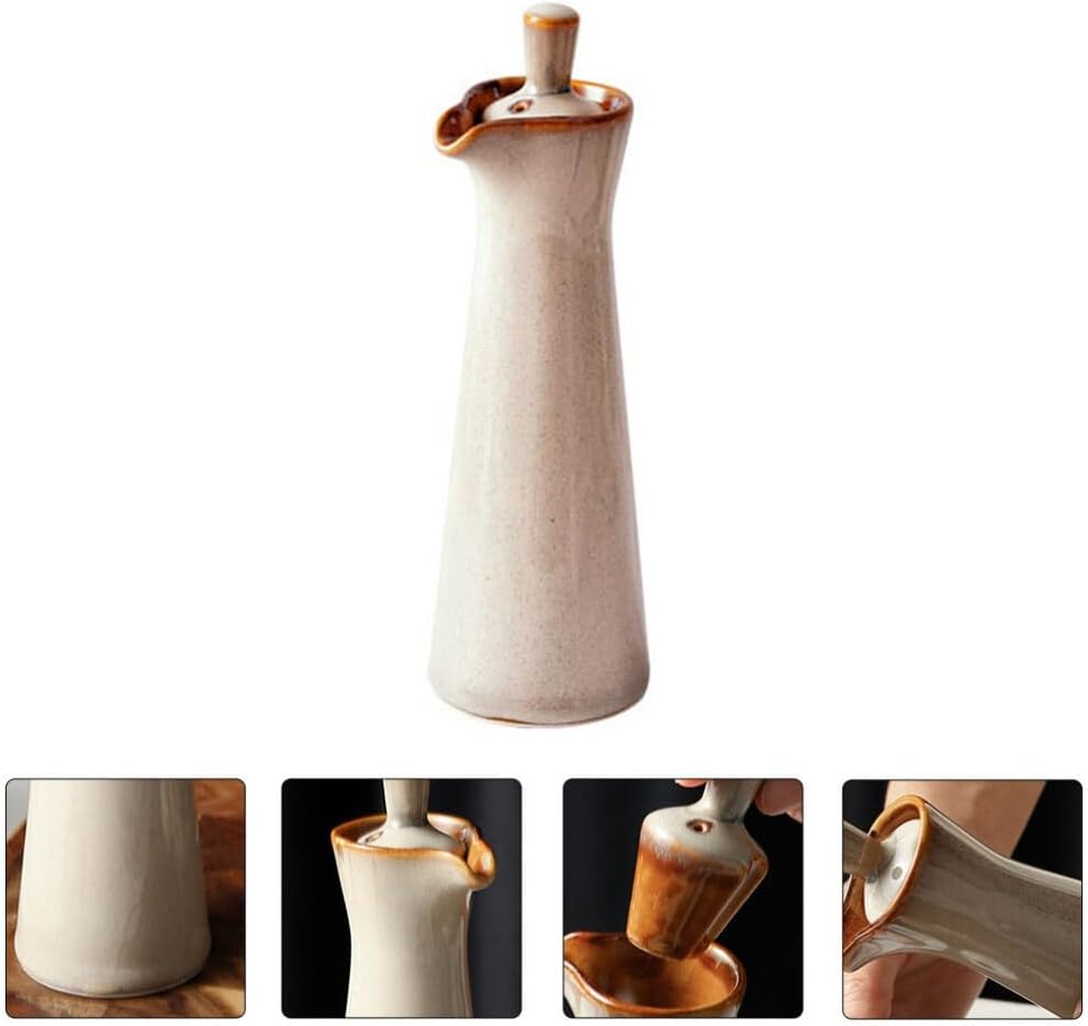 STOBAZA 10-oz Ceramic Oil Soy Bottle with Airtight Lid