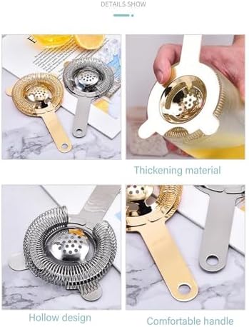 304 Stainless Steel Cocktail Bar Strainer for Home Bars and Restaurants Gold