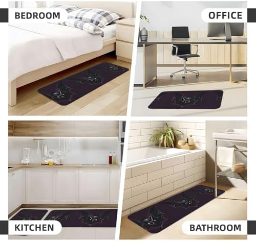 Black Ghost Bat Print Kitchen Mats 2 Sets