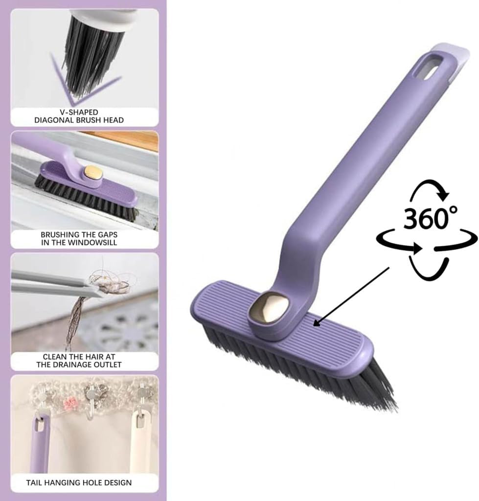360-Degree Rotating Gap Cleaning Brush - Long Handle Purple
