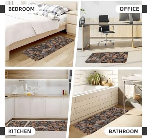 Pebbles in The Beach Print Two-Piece Kitchen Mat Set