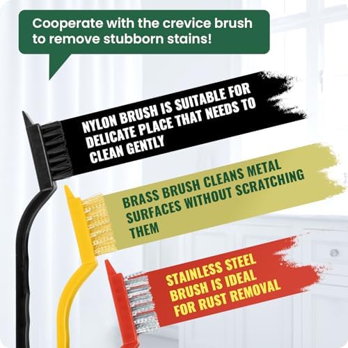 6-Piece Set of Hard Bristle Crevice Cleaning Brushes for Home Use